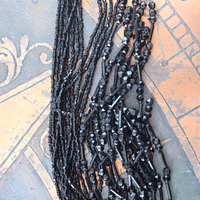 NEW! The Twilight Necklace with Rare French Crepuscle (Twilight) Medal, OOAK Long Antique Faceted Jet Bead Tassel, Bead Strands & Clasp