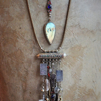 Celestial Gypsy Necklace Set w/AMAZING Labradorite Stone,Sterling Sun & Moon Tarot Medals,Amethyst Druzy Angel Wing,Antique Cross,Faceted Rock Crystal & Much More!