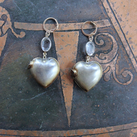 NEW! Petite Vintage Ex Voto Locket Earrings with Vintage Oval Bezel Set Crystal Connectors