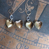 NEW! Petite Vintage Ex Voto Locket Earrings with Vintage Oval Bezel Set Crystal Connectors
