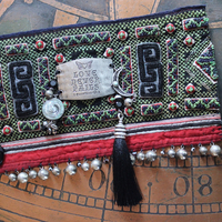 NEW! Love never Fails Cuff Bracelet with Antique Textile,Engraved Plaque,Sterling Moon,Silk Tassel, Shell Labryrinth, Silver Beads & More!