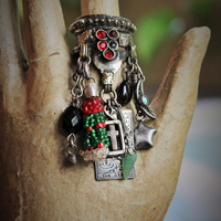 NEW! Antique Gypsy Ring w/Sterling 'The Star' Tarot Medal,Sterling Cross,Sterling Moon & Star + Much More!