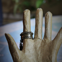 NEW! Antique Gypsy Ring w/Sterling 'The Star' Tarot Medal,Sterling Cross,Sterling Moon & Star + Much More!