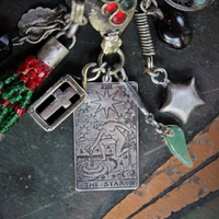 NEW! Antique Gypsy Ring w/Sterling 'The Star' Tarot Medal,Sterling Cross,Sterling Moon & Star + Much More!