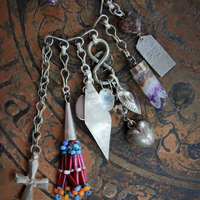 NEW! Gypsy Spirit Sterling Behind the Ear Cuff w/Garnet Heart,Sterling Capped Banjara Bead Tassel,Puffy Heart,Sterling 4 Way Cross,Polished Amethyst Druzy & More!