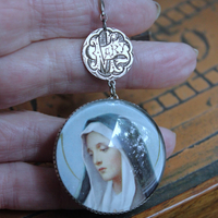 NEW! You Called me Mother Necklace w/Antique Holy Card Glass Pendant,Rare Sterling Antique Thumb Rosary, Rare Antique French Mary Medal & More!