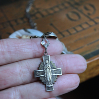 NEW! You Called me Mother Necklace w/Antique Holy Card Glass Pendant,Rare Sterling Antique Thumb Rosary, Rare Antique French Mary Medal & More!