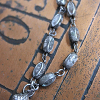 NEW! Rare Engraved Sterling Cross with Antique Sterling Sacred Heart Bead Rosary Chain