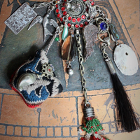 The Awakening Necklace w/Miniature Full 78 Card Tarot Deck,Antique Kuchi Gypsy Findings, Sterling The Judgement Tarot Card,Banjara Bead Tassel+  Much More!