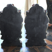 NEW! Heavy Hard Wood Carved & Painted Buddha Bookends