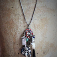 The Awakening Necklace w/Miniature Full 78 Card Tarot Deck,Antique Kuchi Gypsy Findings, Sterling The Judgement Tarot Card,Banjara Bead Tassel+  Much More!