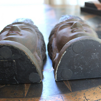 NEW! Heavy Hard Wood Carved & Painted Buddha Bookends
