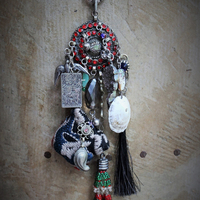 The Awakening Necklace w/Miniature Full 78 Card Tarot Deck,Antique Kuchi Gypsy Findings, Sterling The Judgement Tarot Card,Banjara Bead Tassel+  Much More!