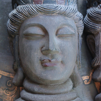 NEW! Heavy Hard Wood Carved & Painted Buddha Bookends