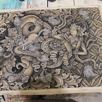 NEW! Signed Painting by Renowned Bali Artist I Dewa Made Oka Wiri - most likely of the Barong Lundung legend
