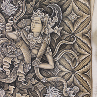 NEW! Signed Painting by Renowned Bali Artist I Dewa Made Oka Wiri - most likely of the Barong Lundung legend