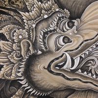 NEW! Signed Painting by Renowned Bali Artist I Dewa Made Oka Wiri - most likely of the Barong Lundung legend