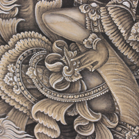 NEW! Signed Painting by Renowned Bali Artist I Dewa Made Oka Wiri - most likely of the Barong Lundung legend