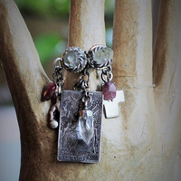 NEW! Twin Souls Ring w/Clear Quartz Points,Sterling The Lovers Tarot Medal,Sterling Orb in Hand,Faceted Tourmaline,Silver Capped Quartz Point,Sterling Cross & Heart