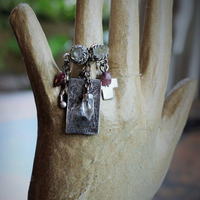 NEW! Twin Souls Ring w/Clear Quartz Points,Sterling The Lovers Tarot Medal,Sterling Orb in Hand,Faceted Tourmaline,Silver Capped Quartz Point,Sterling Cross & Heart
