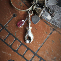 NEW! Twin Souls Ring w/Clear Quartz Points,Sterling The Lovers Tarot Medal,Sterling Orb in Hand,Faceted Tourmaline,Silver Capped Quartz Point,Sterling Cross & Heart