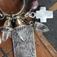 NEW! Twin Souls Ring w/Clear Quartz Points,Sterling The Lovers Tarot Medal,Sterling Orb in Hand,Faceted Tourmaline,Silver Capped Quartz Point,Sterling Cross & Heart