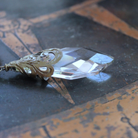 NEW! Stardust Soul Necklace w/Unique Capped Faceted Crystal,Antique Cut Steel & Gold Angel Wing,Antique Cut Steel Moon & Star Drop & More!