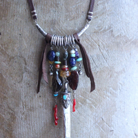 NEW! May all Beings Necklace with Faceted Gemstones & Turquoise, Silver Repousse Metta Prayer Pendant,Red Coral & Sterling Connector