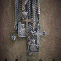 SOLD to K Amazing Whiting & Davis Mesh Scarf,Vintage French Roi D'Amour (King of Love) Medals,Reposse Puffy Hearts,St. Therese Rose Medals & Persevere Crosses