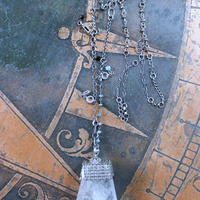 NEW! Single Soul Necklace with Amazing & Rare Double Point Clear Rock Quartz Pendant w/Sterling Mesh Cap,Sterling Chain Fragment Chain, Multiple Drops