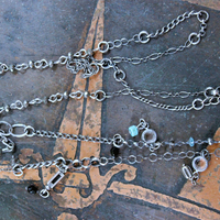 NEW! Single Soul Necklace with Amazing & Rare Double Point Clear Rock Quartz Pendant w/Sterling Mesh Cap,Sterling Chain Fragment Chain, Multiple Drops