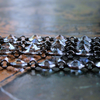 NEW! Unique Bezel Set Faceted Pointed Crystal Bracelet Set with Antique French Medals