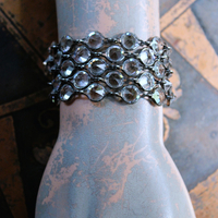 NEW! Unique Bezel Set Faceted Pointed Crystal Bracelet Set with Antique French Medals
