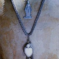 NEW!  The Genesis of Love Necklace with Rare Virgin Mary and Serpent Pendant, Sterling Rolo Chain & Clasp