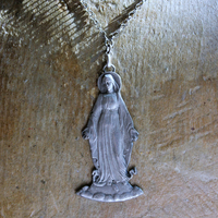 NEW!  The Genesis of Love Necklace with Rare Virgin Mary and Serpent Pendant, Sterling Rolo Chain & Clasp