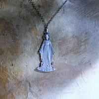NEW!  The Genesis of Love Necklace with Rare Virgin Mary and Serpent Pendant, Sterling Rolo Chain & Clasp