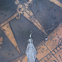 NEW!  The Genesis of Love Necklace with Rare Virgin Mary and Serpent Pendant, Sterling Rolo Chain & Clasp