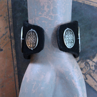 NEW! OOAK Marian Cross Cuff Bracelet with Unique Dimensional Cross,Antique Sterling Medallions,Bead Point Crosses