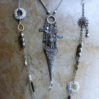 NEW! The Armor of God Necklace with Antique Sterling Filigree Sword & Sheath, Sterling Engraved Connector,Sterling Shield & Dagger