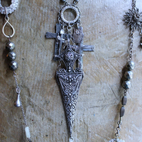 NEW! The Armor of God Necklace with Antique Sterling Filigree Sword & Sheath, Sterling Engraved Connector,Sterling Shield & Dagger