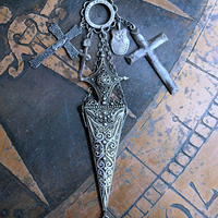 NEW! The Armor of God Necklace with Antique Sterling Filigree Sword & Sheath, Sterling Engraved Connector,Sterling Shield & Dagger