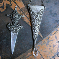 NEW! The Armor of God Necklace with Antique Sterling Filigree Sword & Sheath, Sterling Engraved Connector,Sterling Shield & Dagger