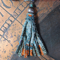 NEW! Set of 3 Antique Kantha Textile Bracelets with Faceted and Polished Gemstones,Kantha Tassel, Antique Buttons