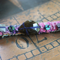 NEW! Set of 3 Antique Kantha Textile Bracelets with Faceted Tourmaline, Faceted and Polished Gemstones,Kantha Tassel, Shell Buttons