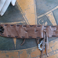 NEW! Unique Leather Cuff Bracelet with Picture Jasper,Sterling Moon, Star & Capped Clear Rock Quartz Point, Druzy Crystal & More!