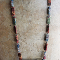 NEW! The Soul Necklace w/Antique Lambani Textile Pouch & Chain, Silver Capped Clear Quartz Point,Star,Moon & Multiple Dangles