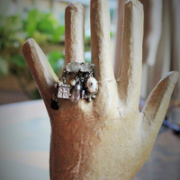 NEW! Be Still Antique Gypsy Ring w/Faceted Quartz Points,Tiny Sterling Prayer Box,Bi-Color Tourmaline,Tiny Antique Coptic Cross+Much More!