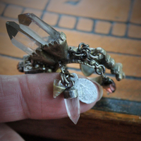 NEW! Be Still Antique Gypsy Ring w/Faceted Quartz Points,Tiny Sterling Prayer Box,Bi-Color Tourmaline,Tiny Antique Coptic Cross+Much More!