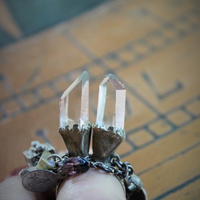 NEW! Be Still Antique Gypsy Ring w/Faceted Quartz Points,Tiny Sterling Prayer Box,Bi-Color Tourmaline,Tiny Antique Coptic Cross+Much More!