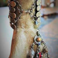 The Presence of God Wide Cuff Bracelet w/Amazing Gypsy Cuff,Antique & Vintage Medals and Drops,Beaded Banjara Tassel,Faceted Quartz Point & More!